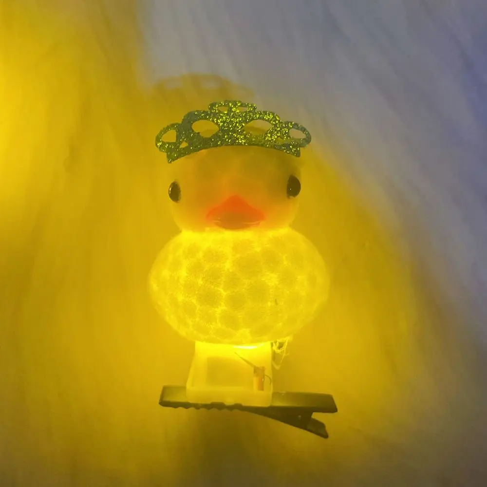 Little Yellow Duck Glowing Duck Hair Clip Kawaii Cartoon Bowknot 3D Duckbill Clip Cute Spring Hair Hooks Children