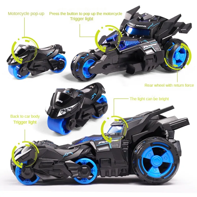 Catapult Car 3-in-1 Rebound Motorcycle Children Toys Musical Light Effect Ejection Chariot Kids Toy Set for Birthday Gift