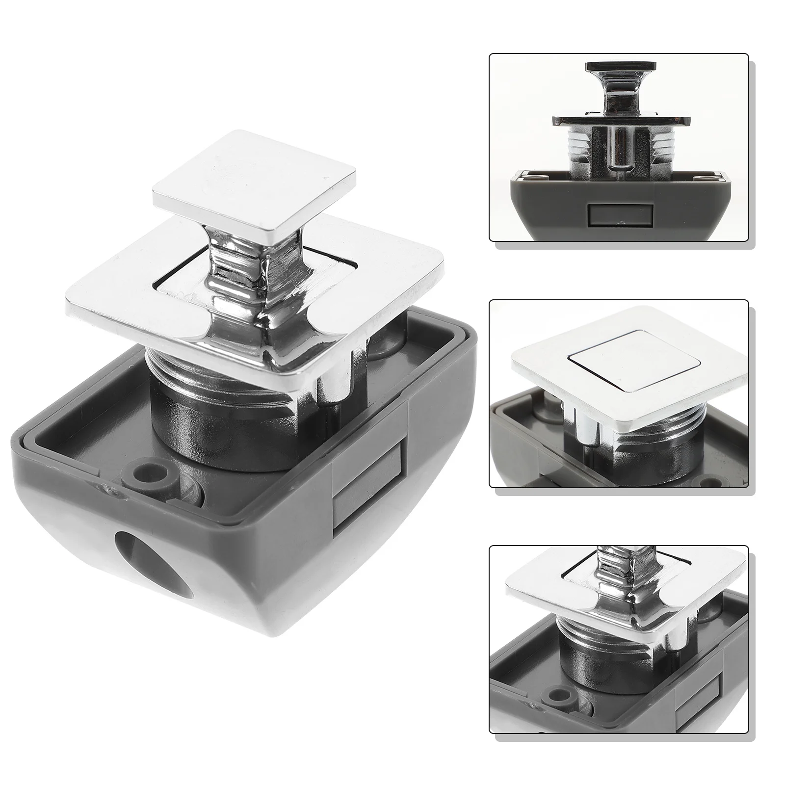 Pestillo de botón de aleación de Zinc y plástico, cerradura de gabinete sin llave para puerta de cajón, cerradura de cierre de botón