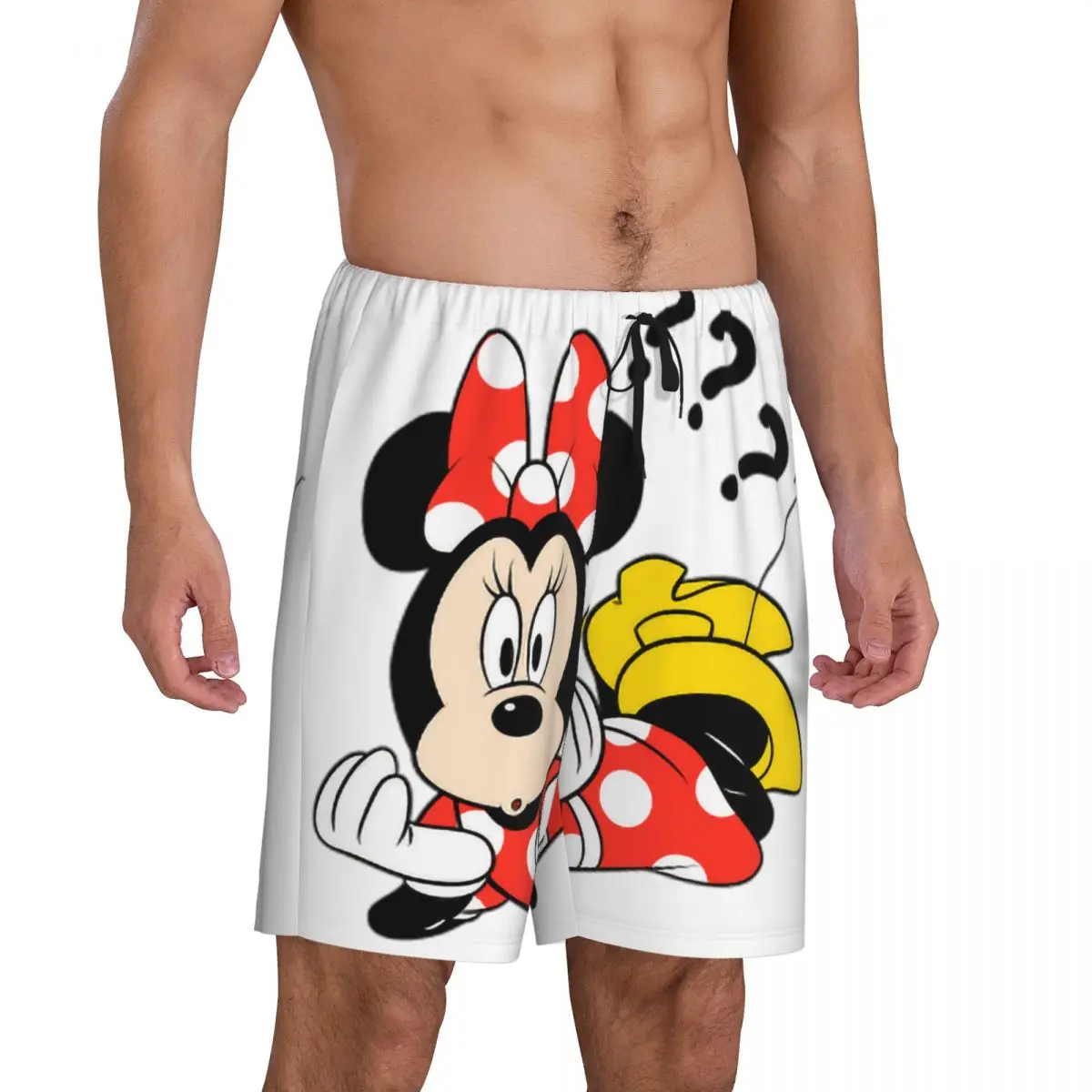 Benutzerdefinierte Cartoon Animation Minnie Mouse Pyjama Shorts Herren Nachtwäsche Lounge Bottom Stretch Schlaf Short Pjs mit Taschen