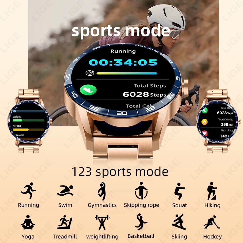 LIGE 2025 New Bluetooth Call Smartwatch Men For Android iOS Phone 1.38" HD Heart Rate Monitor IP68 Waterproof Sport Smart Watch