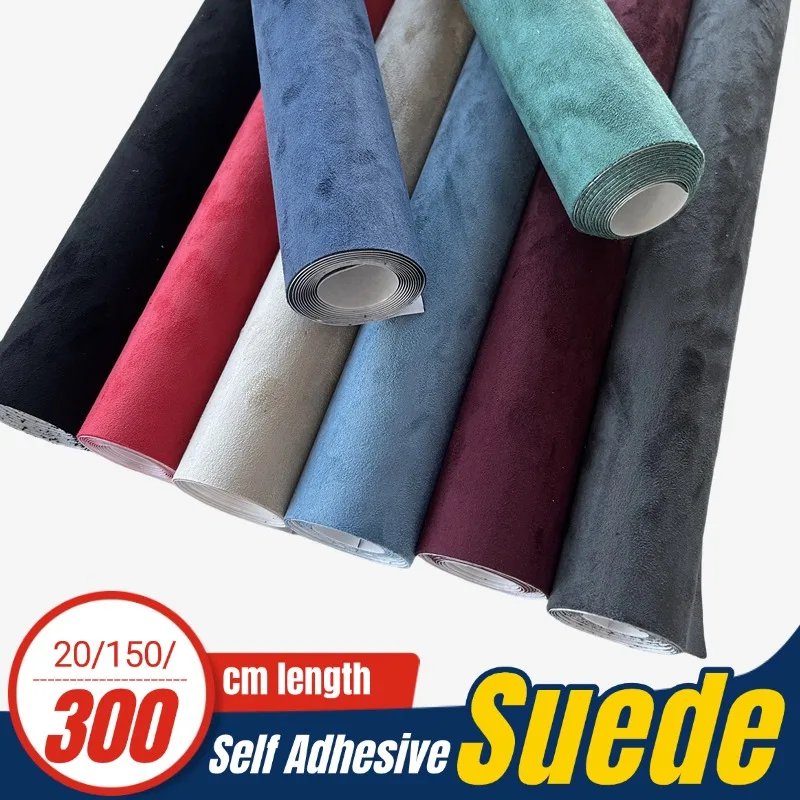 Замшевая ткань, самоклеящаяся модификация салона автомобиля, дверная панель, верстак, сделай сам, клейкие замшевые ремонтные заплатки 20x30 см-50x300 см