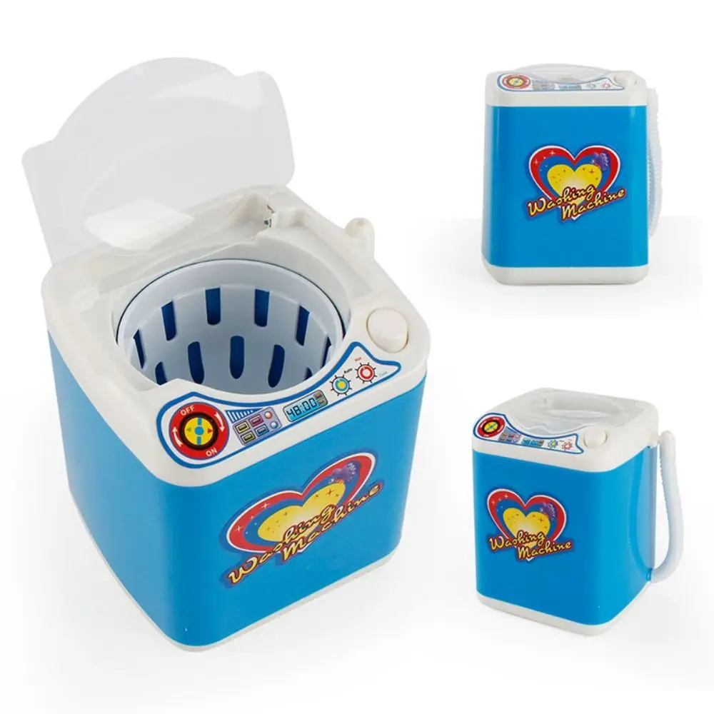 Simulated Mini Electric Washing Machine Portable Pink Simulation Washing Machine with Light Electric Dehydration Washer