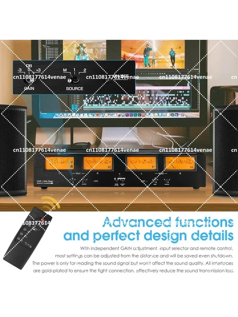 Four-Channel Analog VU Meter with Voice and Line Dual Input, RCA/XLR, Rhythm Lamp for Audio Level Monitoring - view 3