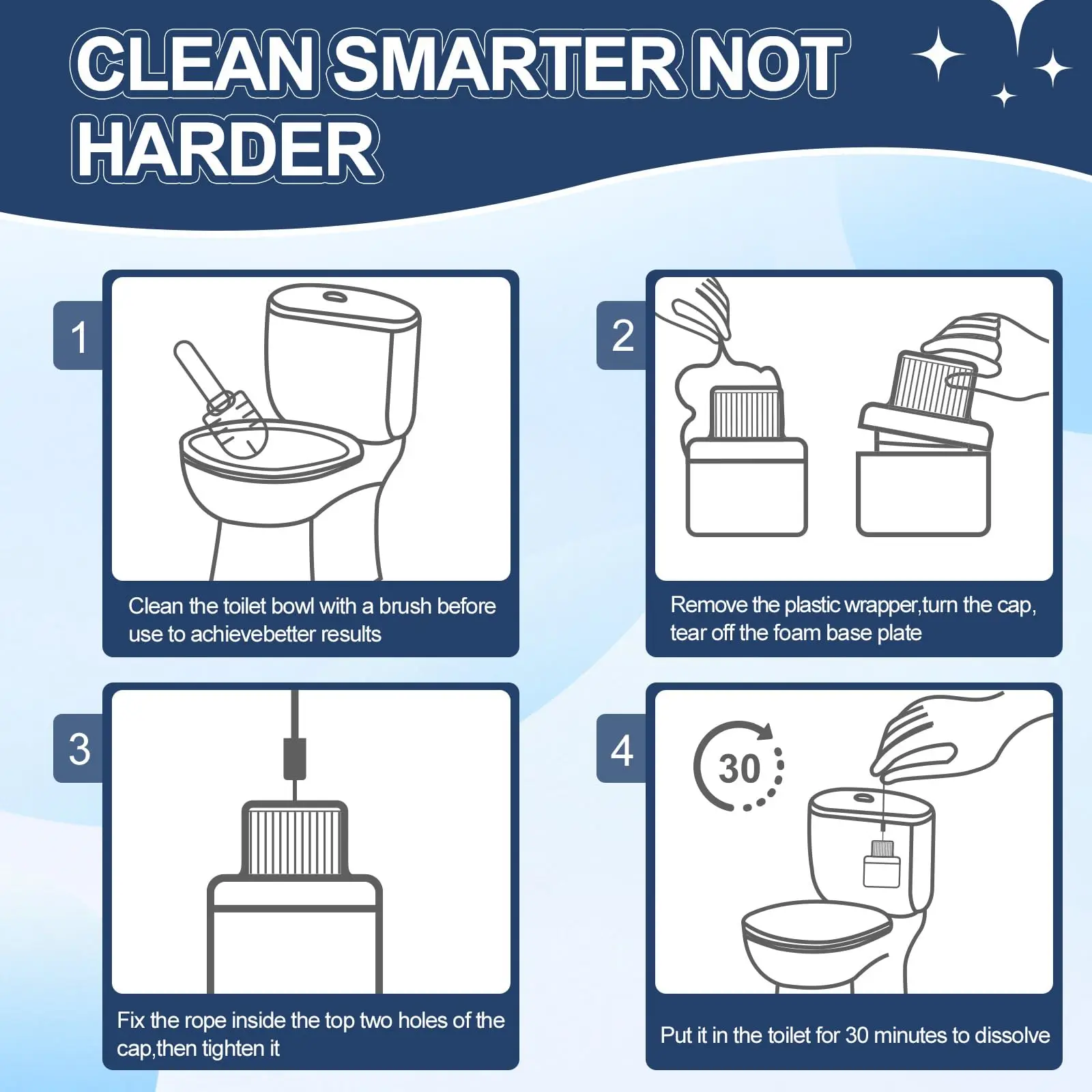Blue Toilet Cleaning Tablets for Tank,  Toilet Bowl Cleaner Blocks, Freshener & Stain Remover, Long-Lasting Deodorizer fo view 5