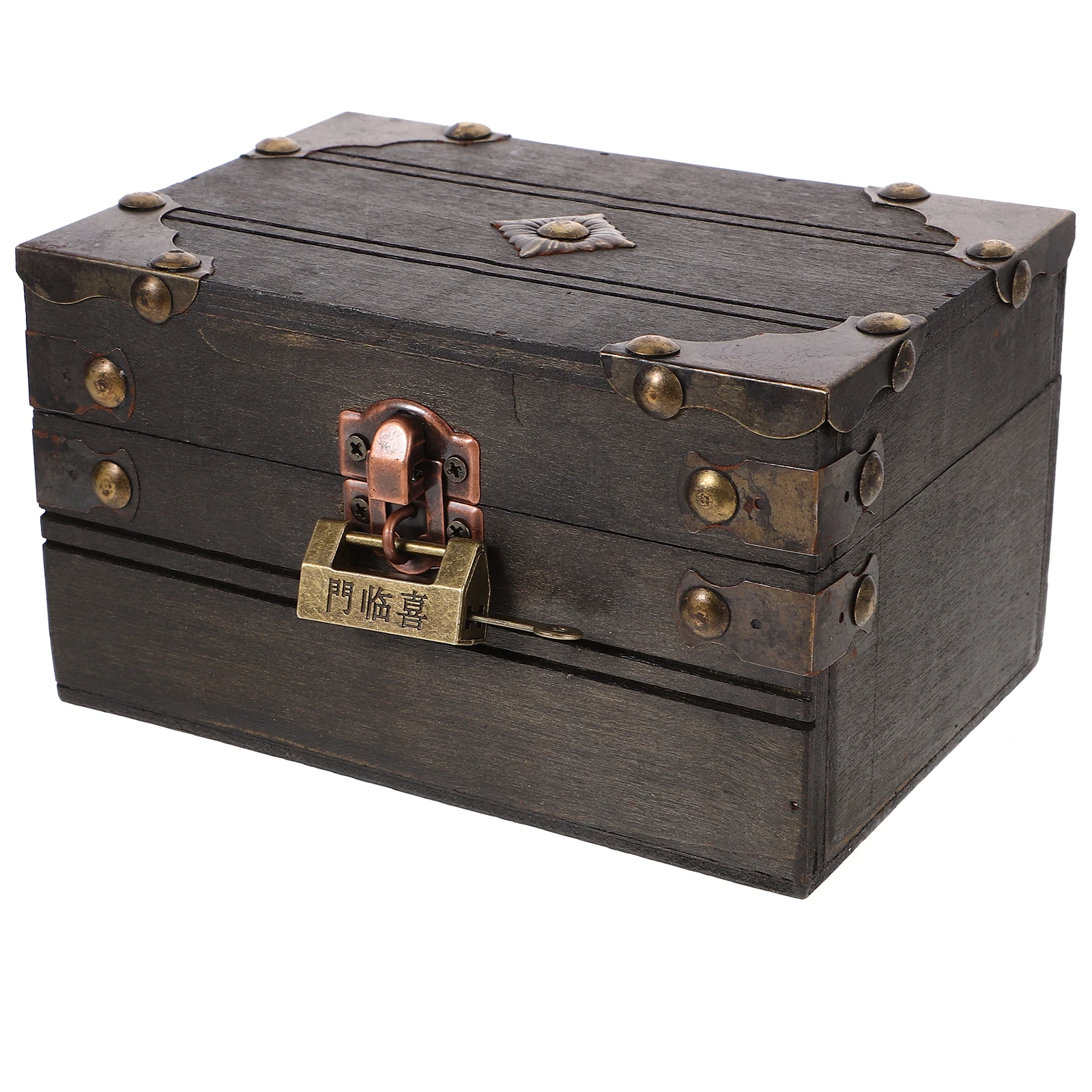 

Деревянный сундук с пиратским сокровищем, запирающийся, винтажный, для украшений, ретро-кейс для хранения, идеально подходит для вечеринки в пиратском стиле на Хэллоуин