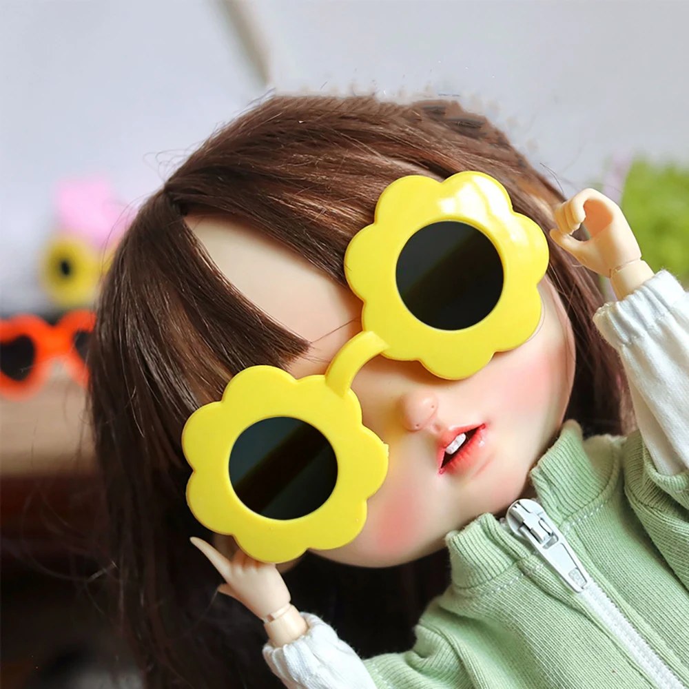 Cute Doll Glasses 18inches Reborn 1/6 Blyth Doll Fashion Flowers Crown Heart Shape Sunglasses DIY Accessories