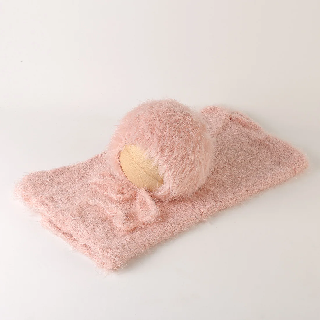 

Newborn Knitted Stretch Wrap Hat Set Vintage Fuzzy Fluffy Wrap Blanket Crochet Bonnet Newborn Photography Props Photo Shoot