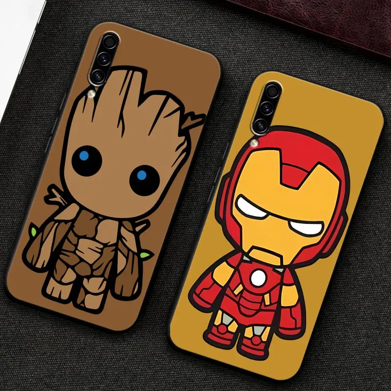 Phone Case For Samsung Galaxy A7 A8 A9 2018 A30 A30S A50S A20 A70 A10 Note 9 10 20 Ultra Back Cover Cartoon Marvel Groot Ironman