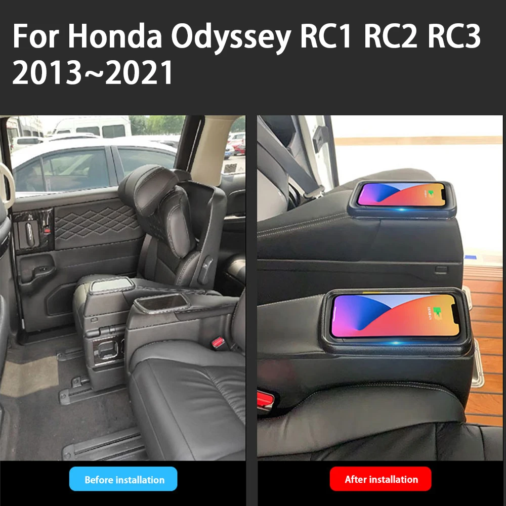 Car Wireless Mobile Phone Charger Center Console Storage QI 18W iPhone fast charge for Honda Odyssey RC1 RC2 RC3 2013-2021