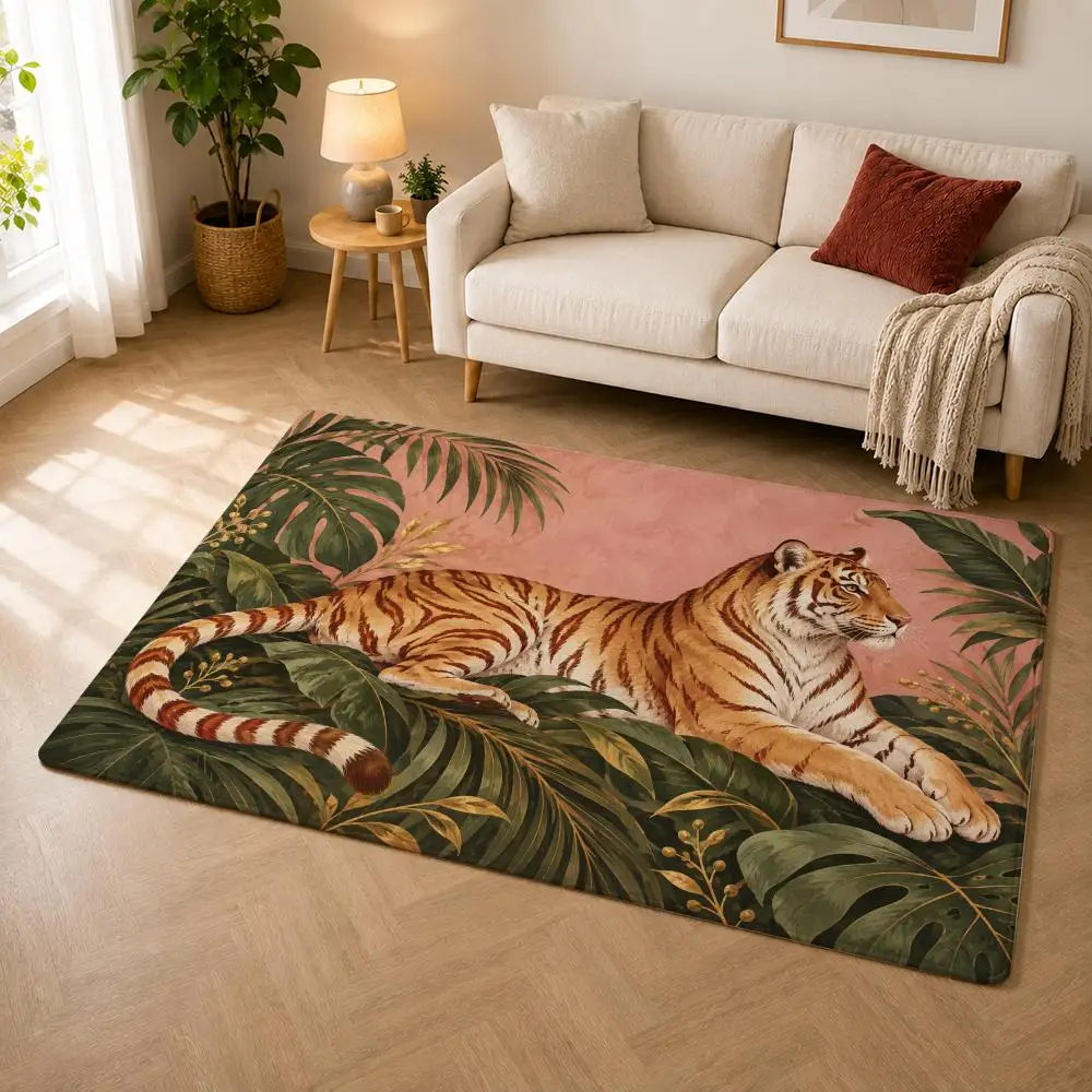 Wild Cat Elegance Floor Mat Premium Flannel Bath Mat Anti-slip Cloud Feel Rug Durable Machine Washable Floor Carpet
