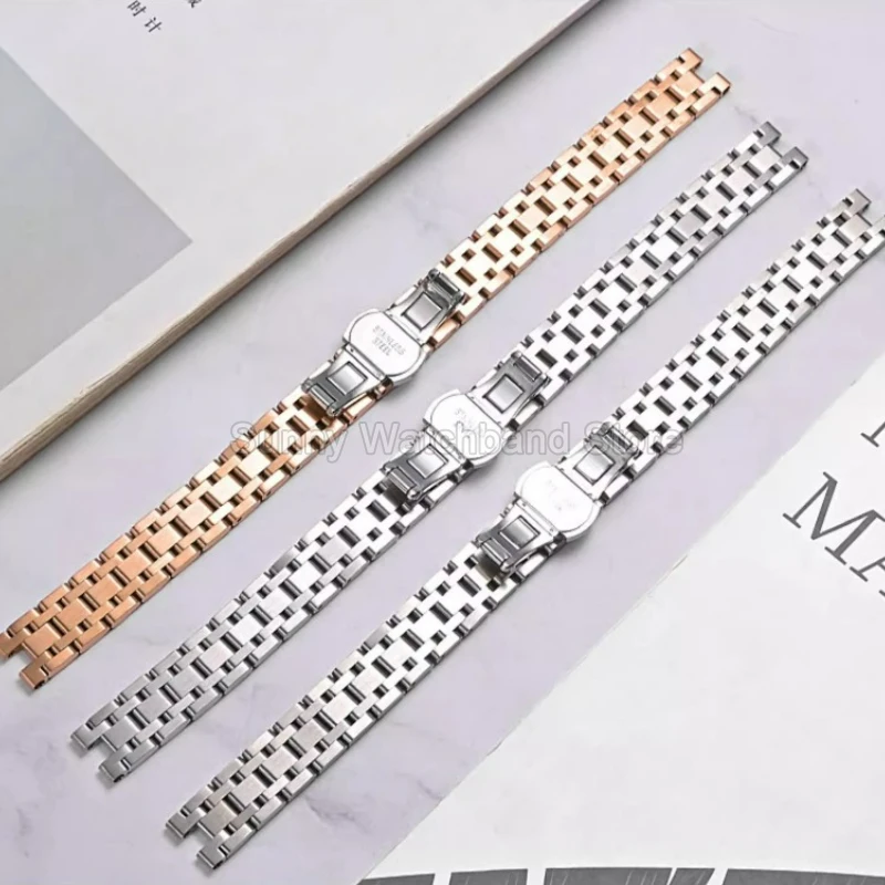 إكسسوارات خاصة للساعة الفولاذية النسائية لتيسو بيليسيما سيدة صغيرة T126.010 واجهة مقعرة حزام ساعة فولاذي رائع