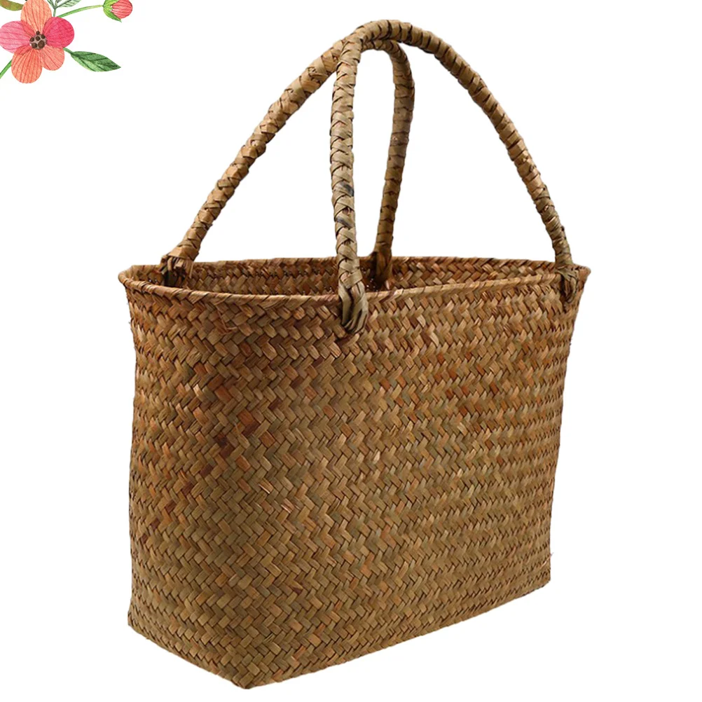 

Seagrass Storage Basket S Size Handmade Woven Flower Basket For Plants Succulents Home Decor Laundry Picnic Bag Green