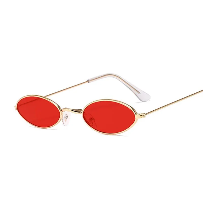Retro Small Oval Sunglasses Woman Men Vintage Brand Shades Black Red Metal Color Sun Glasses For Female Fashion Designer