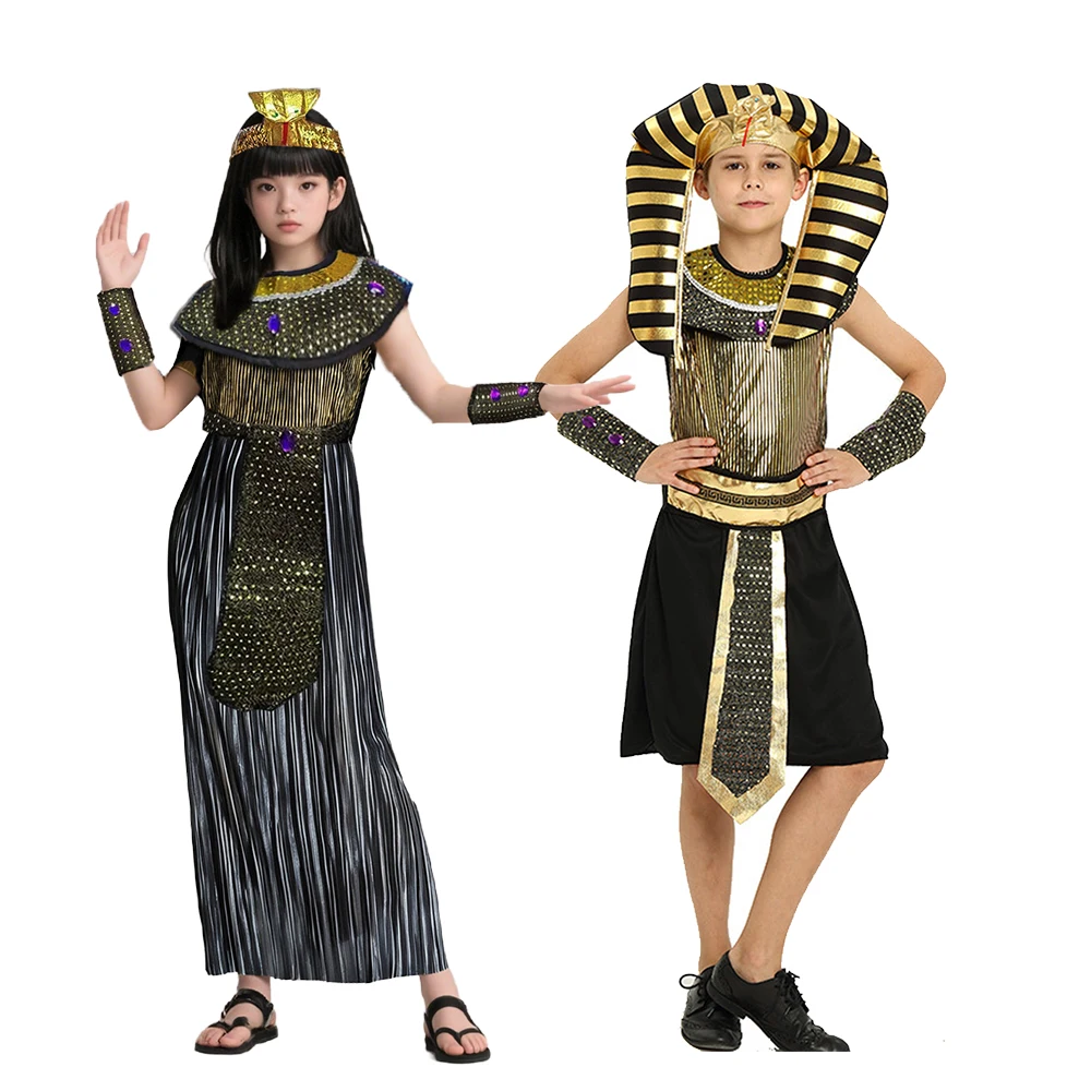 

Детский костюм египетского фараона для девочек и мальчиков, праздничная одежда для Хэллоуина, карнавальная одежда для детей, нарядное платье