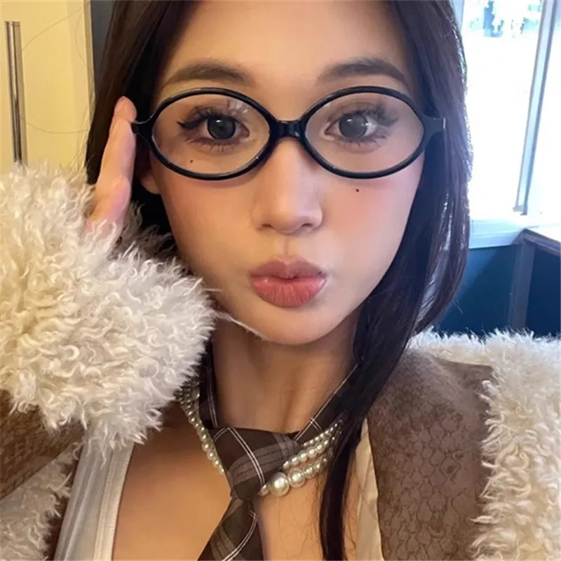 0 -0.5 -1.0 -1.5 To -4.0 Oval Frame Women's Myopia Glasses Trendy Anti-Blue Light Near Sighted Glasses Prescription Eyeglasses