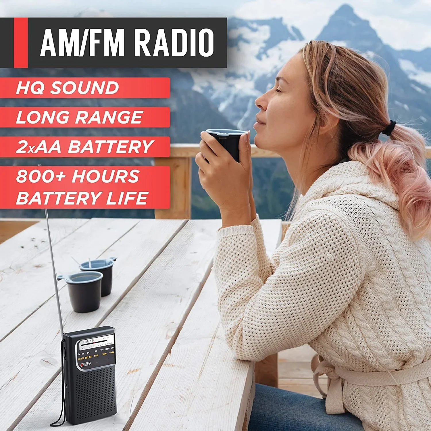 Portable Mini AM /FM Radio Dual Band Stereo Pocket For Hike Camping with Headphone Jack Loudspeaker Audio Speaker Indoor Outdoor