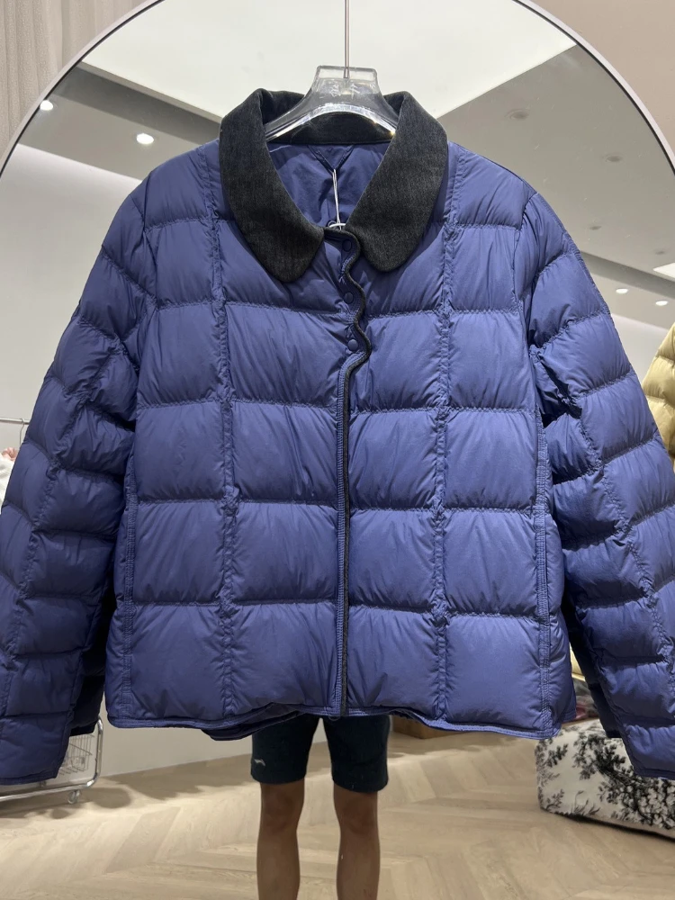 Winter 90% White Duck Puffer Coat Women Lightweight Down Jacket 2025 New Lapel Simple Office Color Matching Short Parkas Outwear