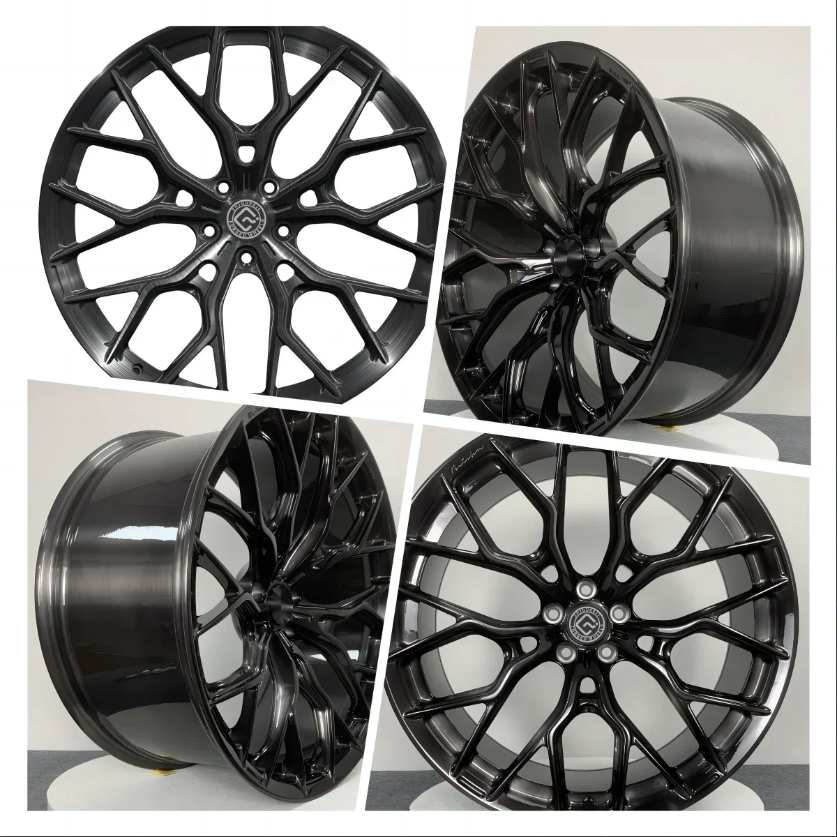 عجلات مصنوعة من خليط معدني عالية الأداء مقاس 17-20 بوصة باللون الأسود 5x112 5x120 5x114.3 PCD تصميم متعدد القضبان للسيارات بحالة جديدة