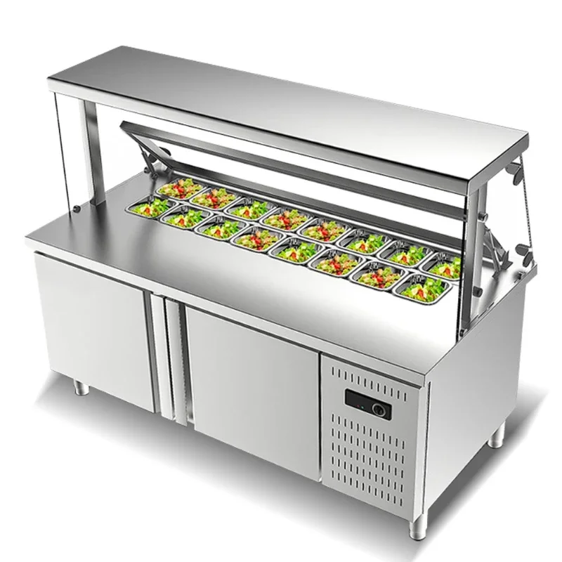 Commercial Counter Top Salad Bar Display Refrigerator Pizza Prep Table Restaurant Equipment