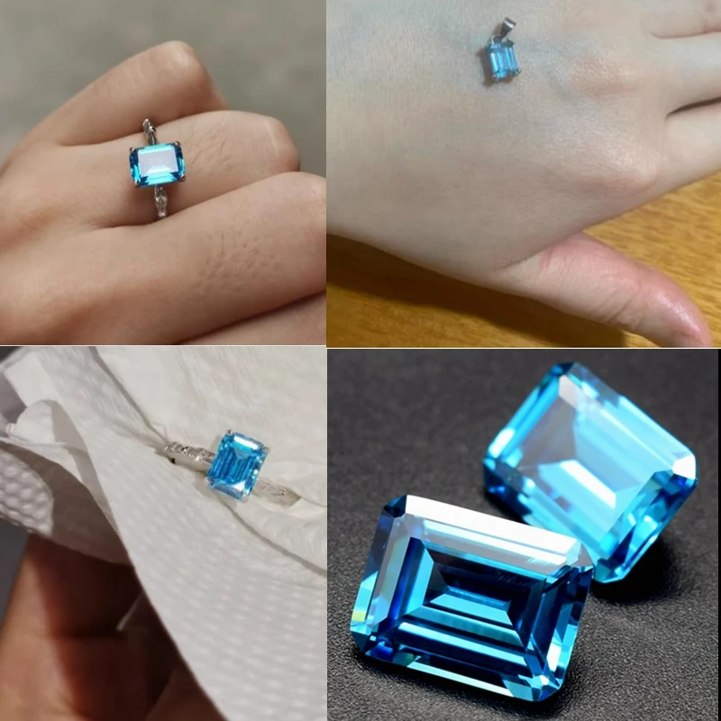 Pretty Aquamarine Stone Emerald Cut VVS Loose Gemstones for Jewelry Making Accessories DIY Jewelry /Collection/Inlay/Gift