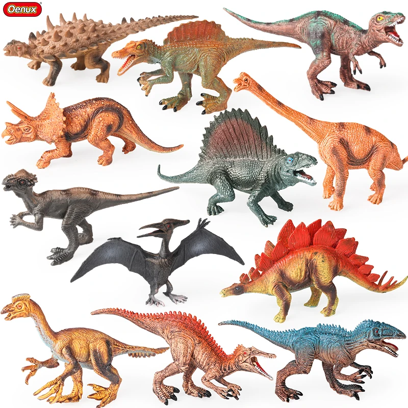 

Oenux 6 шт. классическая модель динозавра Юрского периода T-Rex Велоцираптор Спинозавр Трицератопс Брахиозавр Фигурки Детская игрушка в подарок
