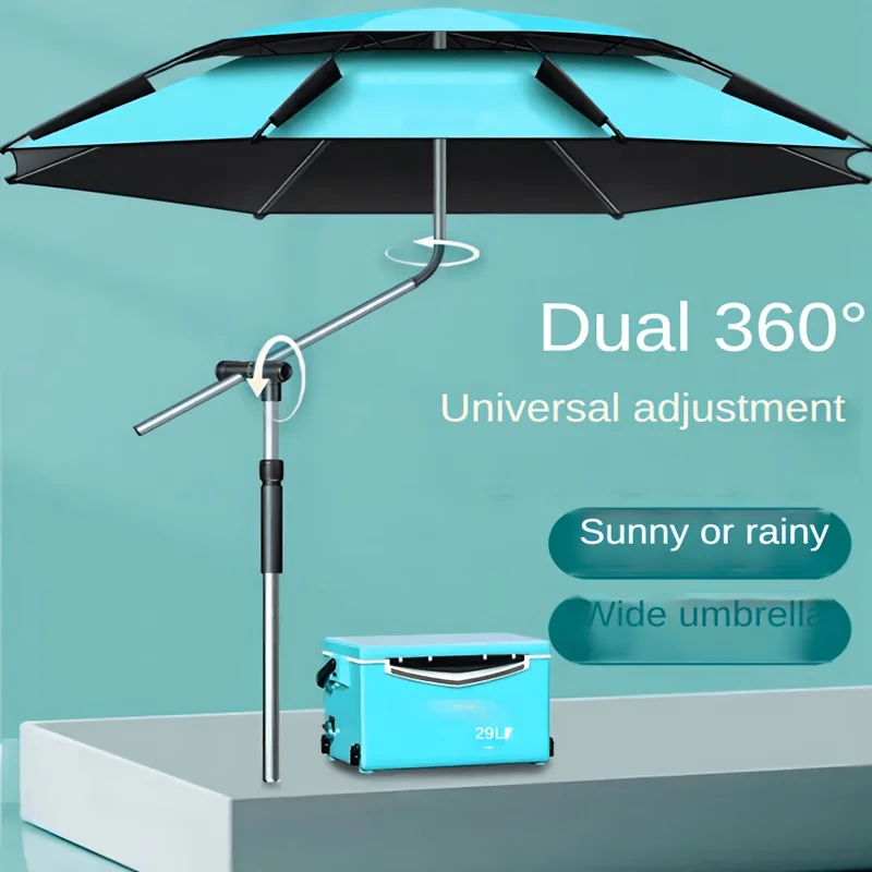 Multipurpose Fishing Umbrella with Adjustable Height, Manual Lift, Sun Protection, Rainproof, Windproof, Round Shape