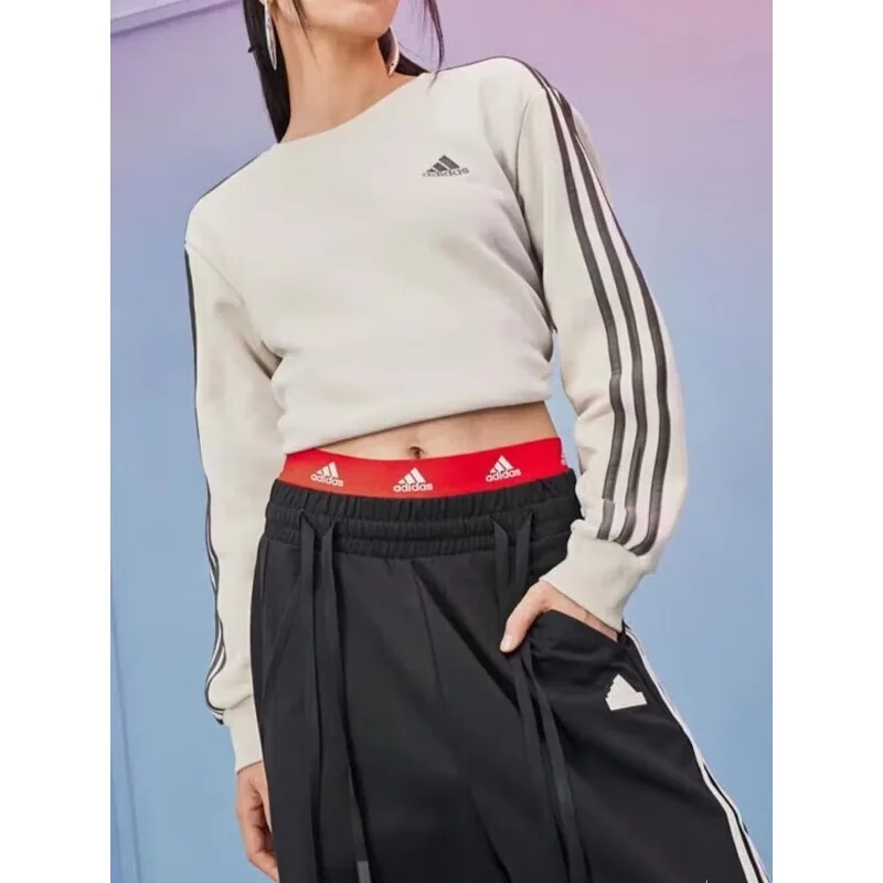 Adidas Raglan Sleeve Hood Sweatshirt Drop Shoulder Breathable Soft Long Sleeve TopIY1705 1PCS