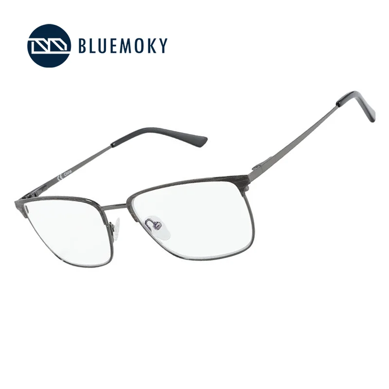 

BLUEMOKY Men Square Metal Glasses Frame Bold Male Eyewear Classic Flight Inspired Design Non-Prescription Eyeglasses