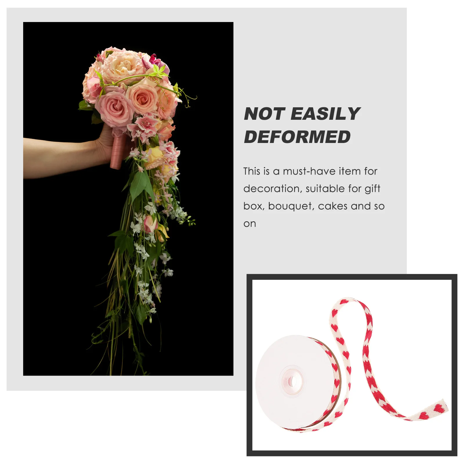 

Love Embroidery Ribbon Red Heart Edge Strip for Bouquet Cake Packaging DIY Material Craft Ribbons Gift Wrapping Present
