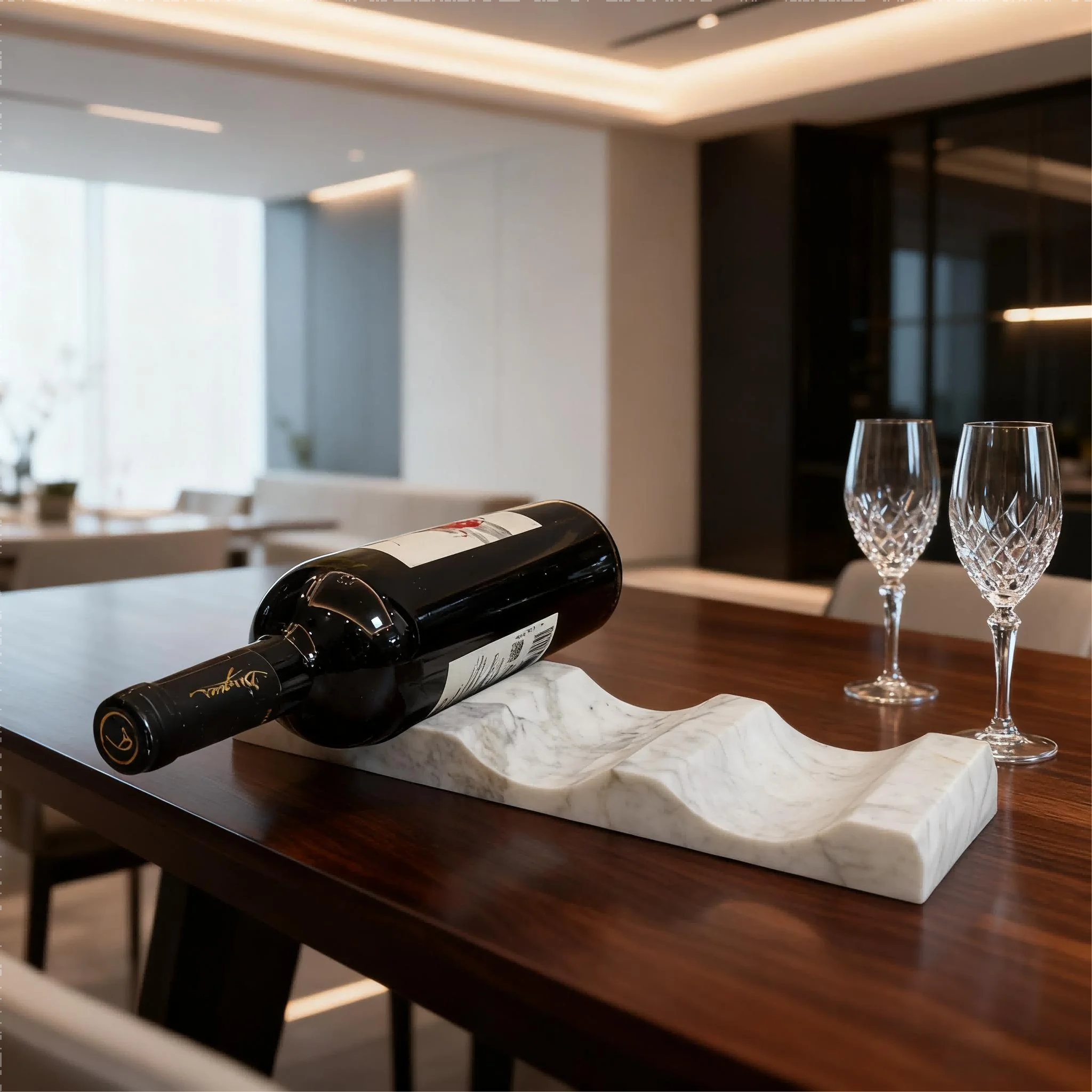 Kreativer Weinhalterständer aus natürlichem Marmor, Weinregal für einzelne Flaschen, elegante Heimdekoration, stilvolles Display für Weinbegeisterte