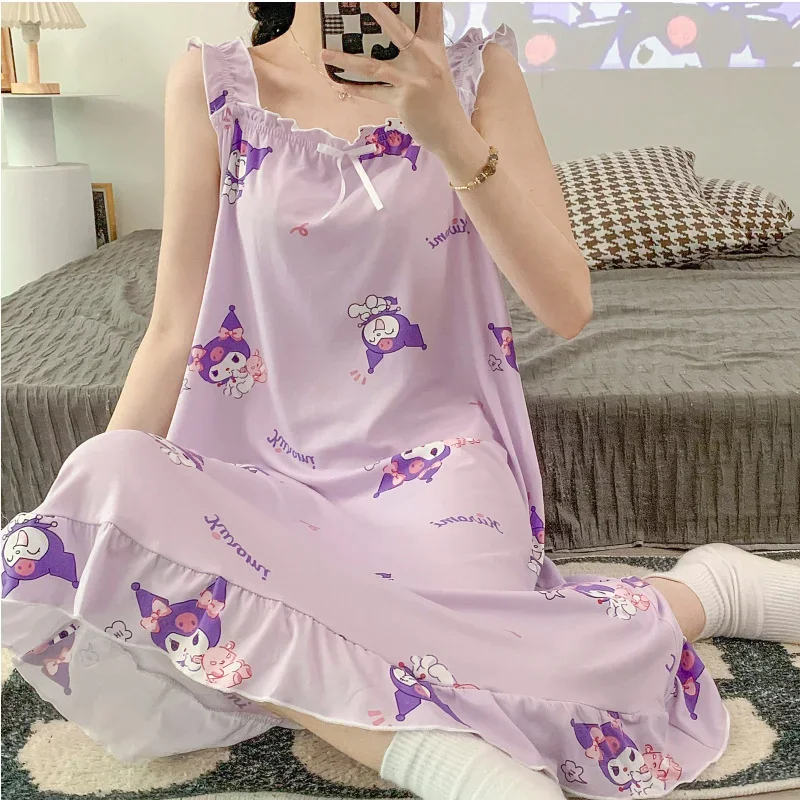 Sanrio New Clow M Slip Nightdress Pure Desire Casual and Lightweight Breathable Cool Cute Home Sexy Pajamas