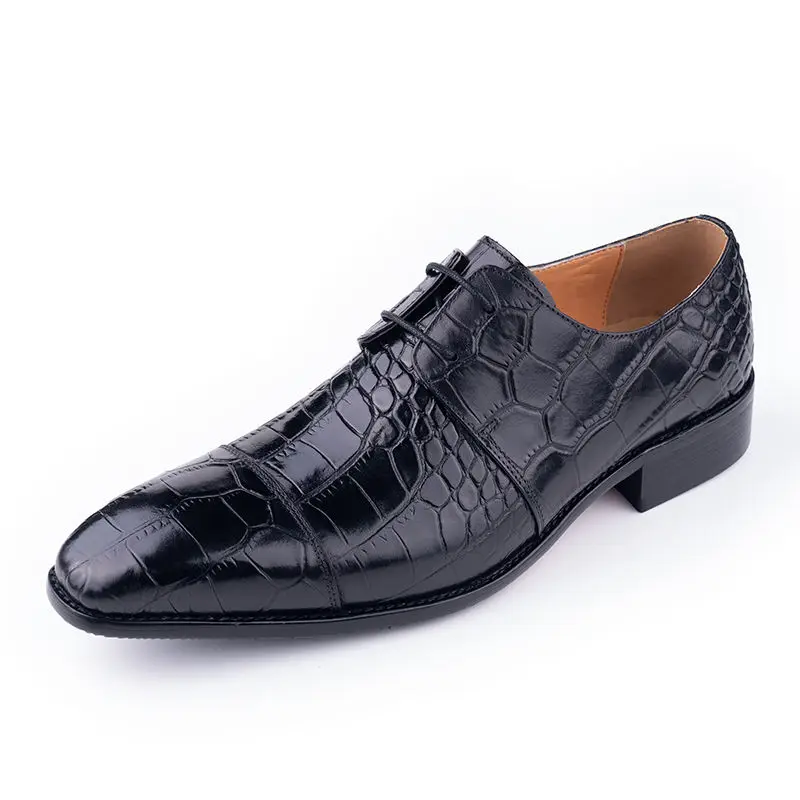 

Wedding Leather Dress Shoes For Mens Oxfords Pointed Genuine Leather Lace Up Office Formal Leather Shoes On Stock Black Blue