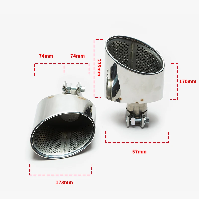 1 Pair Exhaust Tip For Audi A4 A5 A6 A7 Up To RS4 RS5 RS6 RS7 Muffler Tip Tailpipe For Audi Stainless Steel Exhaust Pipe