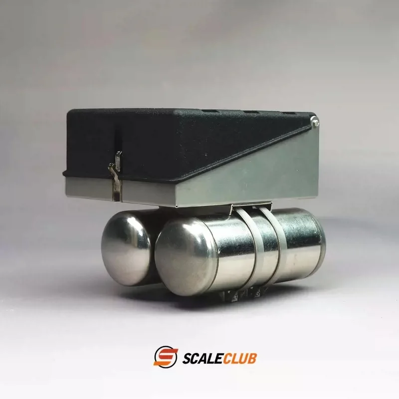 Scaleclub Model 1/14 For JX F2000 Trailer Truck Mud Head Upgrade Metal Battery Box Gas Tank For Tamiya  Lesu Rc Truck Trailer