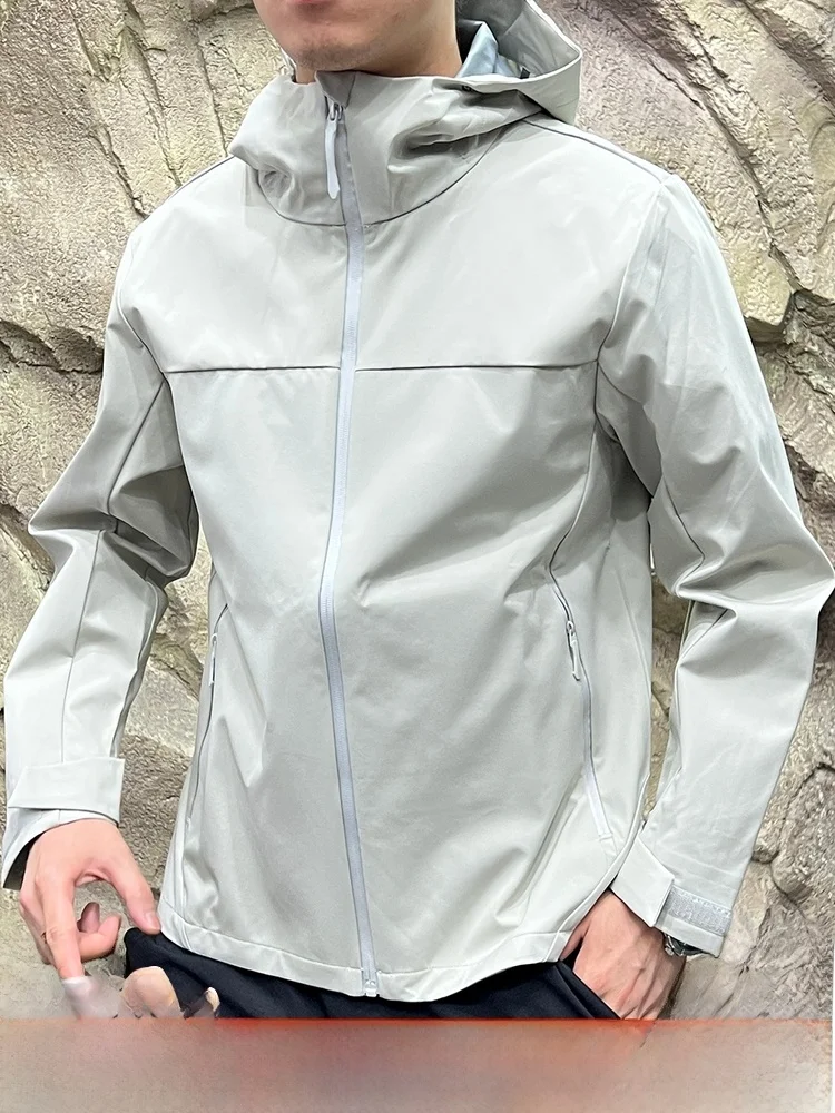 

Windproof Waterproof Wear-resistant Breathable Outdoor Casual Men's Jaet Hooded Coat Stand Fit Polyester Fiber Long Sve