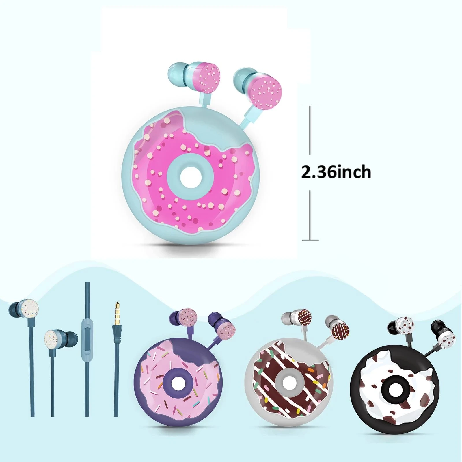 Donut หูฟังสำหรับเด็กหูฟังน่ารักเฮดโฟนแบบเสียบหูสายหูฟังโดนัท Macaron วันเกิดของขวัญน่ารักหูฟังเก็บกรณี