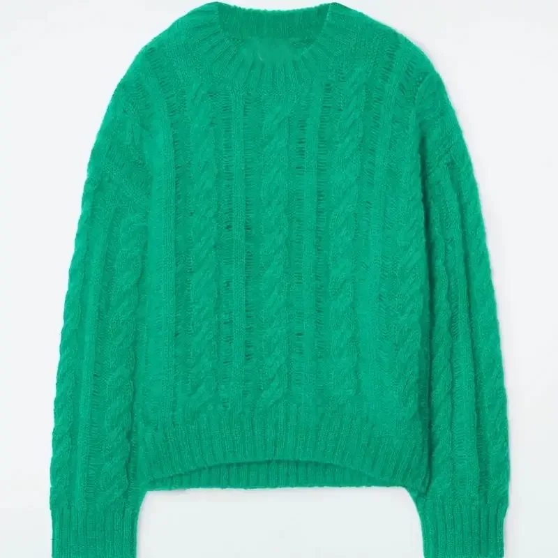 XIMIAN APPAREL 2026 YAZHIMEI spring new style of Women's casual green mohair blend twist knit sweater view 5