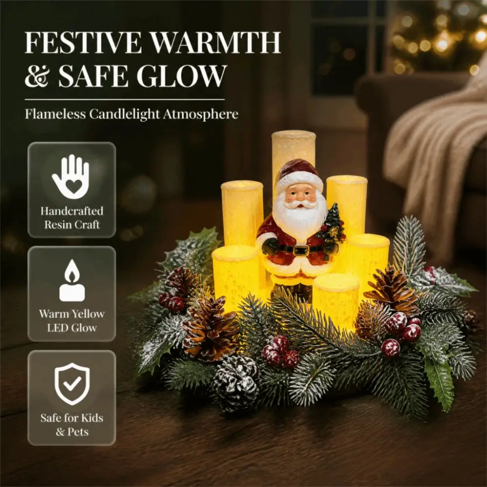 Reindeer, Santa Claus, Snowmen, Angels Christmas Decoration Resin, Craft, Warm White LED LED Candle Light Snow Simulation Effect