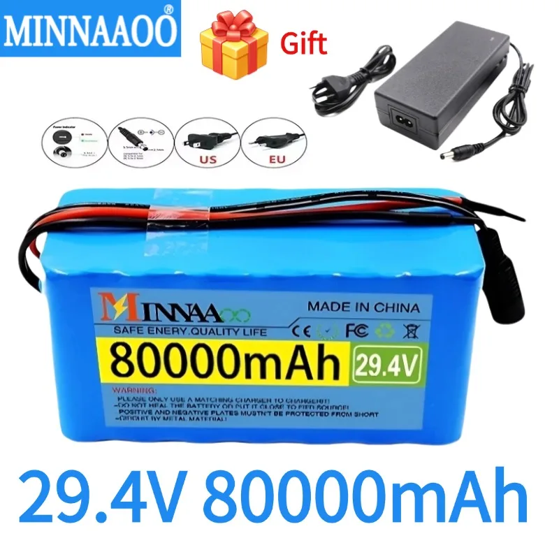 

29.4V 80000mAh 7s3p 18650 battery lithium battery Suitable for 24V-29.4V motors Lithium ion Battery pack + 2A Charger