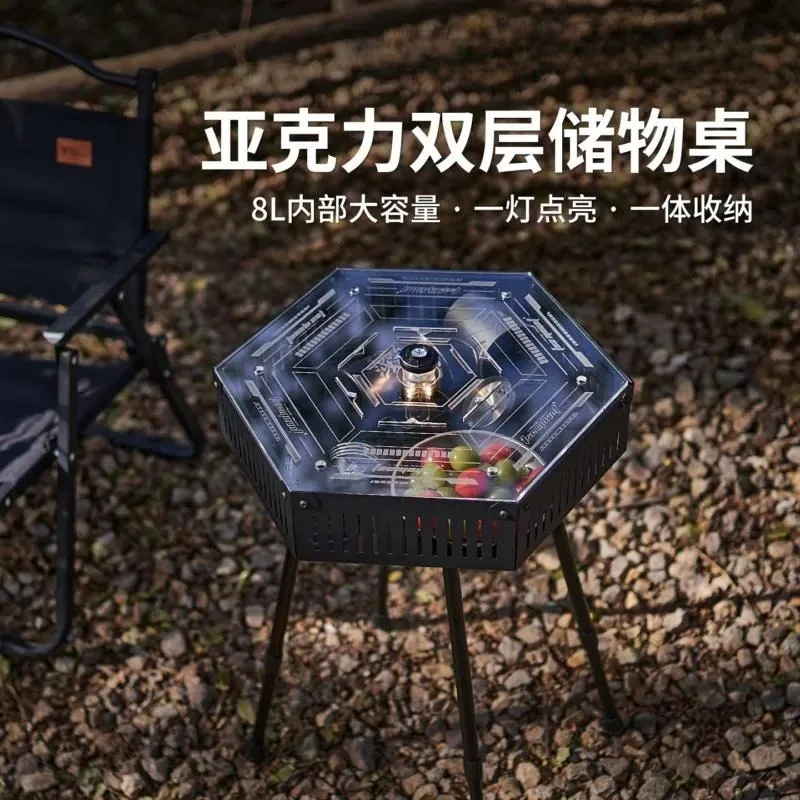 double-storage-folding-table-multi-functional-portable-camping-table-large-capacity-storage-dining-table-adjustable