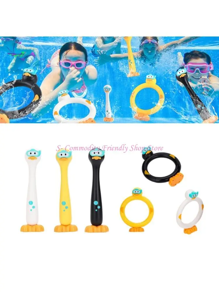 

85AE 3Pcs Lovely Duck Dive Breath Control Exercise Underwater Sinking Rings Toy