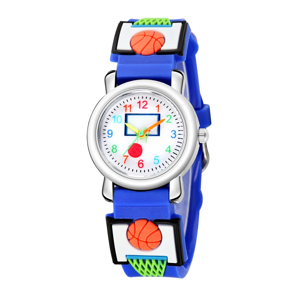 Fashion Children Students Cartoon basketball Pattern Sports Watch Kids Boys Girls Gifts