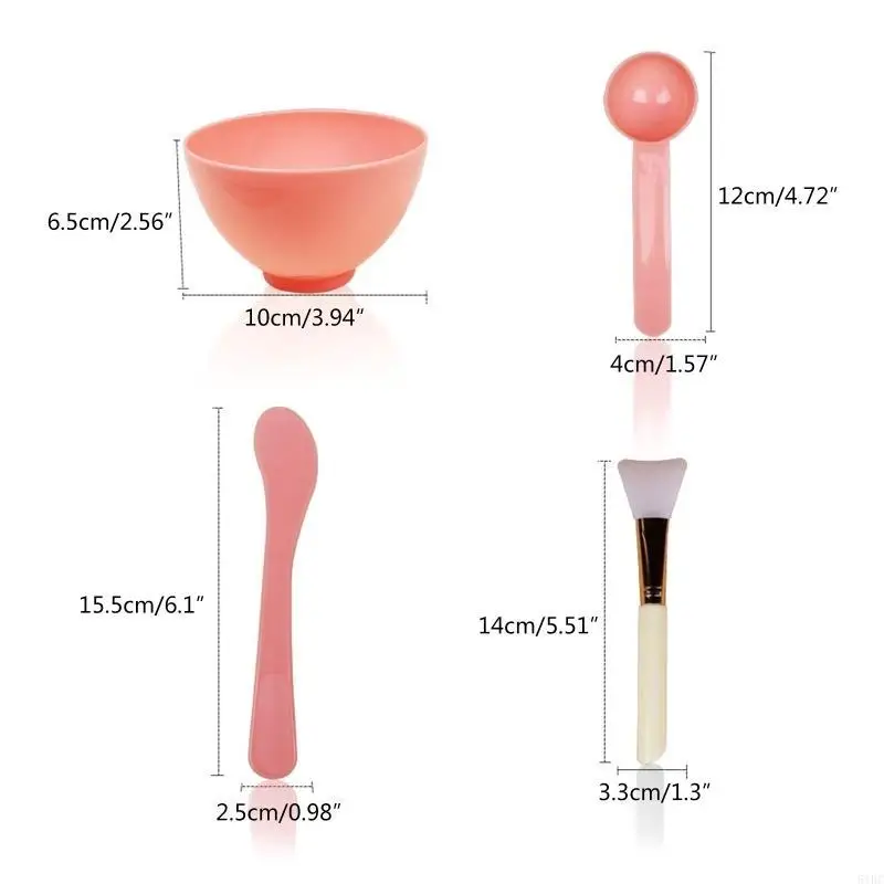 4pcs قناع الوجه مختلط وعاء مجموعة أدوات خلط مقاس DIY مع السيليكون لوجه القناع الوجه فرش مكياج الملعقة الجمال