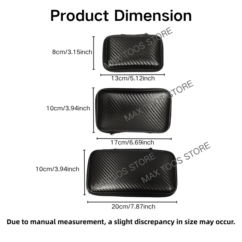 Water-resistant Tool Storage Bag Durable Hard-Shell Carbon Fiber Pattern Zipper Pouch for Car Electronics & Daily Repair Tools