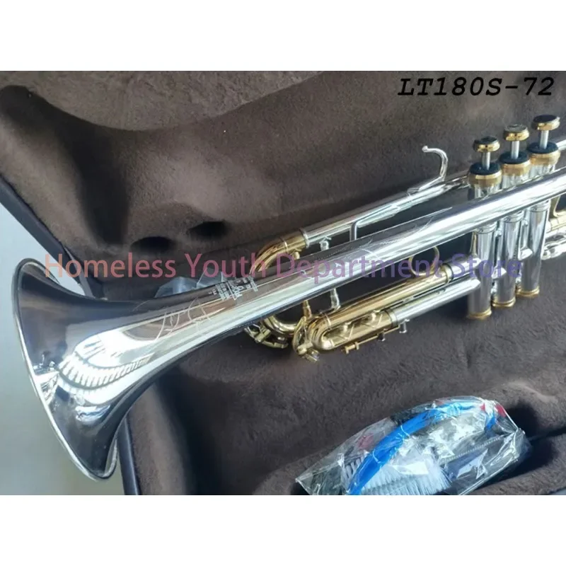 LT180S-72 Professional Bb Flat Silver Plated Trumpet, Musical Instrument Gifts, Best Quality