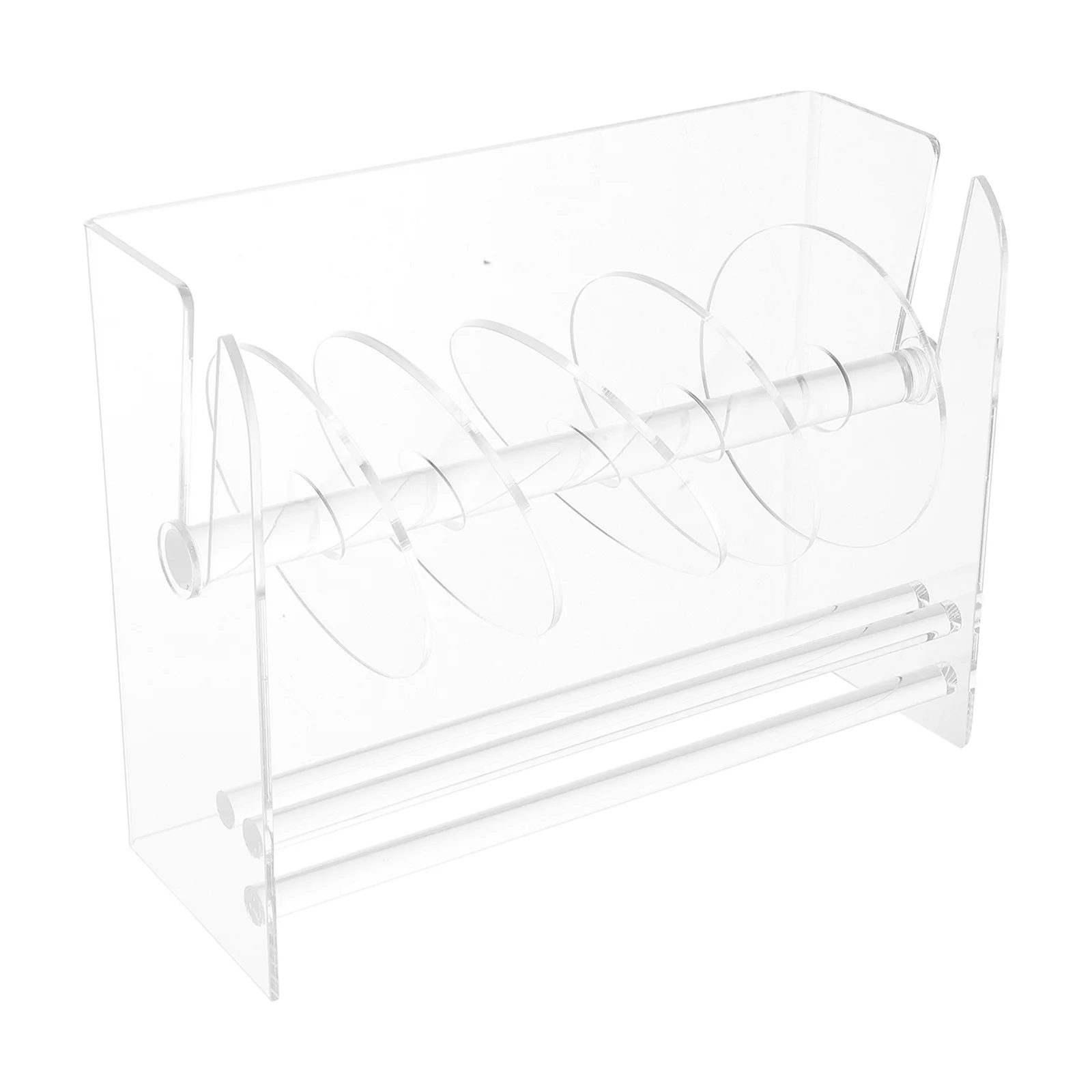 Adjustable 6-Count Acrylic Label Dispenser Clear Sticker Roll Organizer Stand for Desktop Office School Workspace Shipping Label