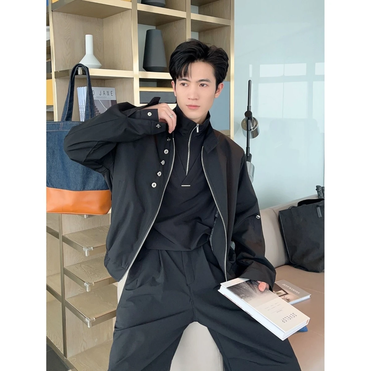 

Мужская куртка с металлическими пуговицами и воротником-стойкой ort Sli Motorcycle Sensation Top, осенне-весенняя подставка из полиэфирного волокна