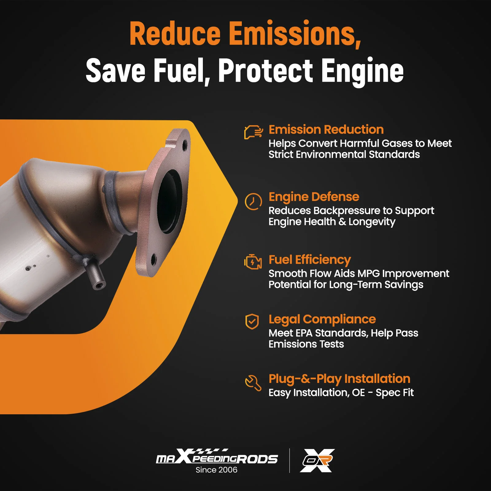 Direct Replacement Catalytic Converter for Chevrolet Traverse 2018-2024 3.6L EPA