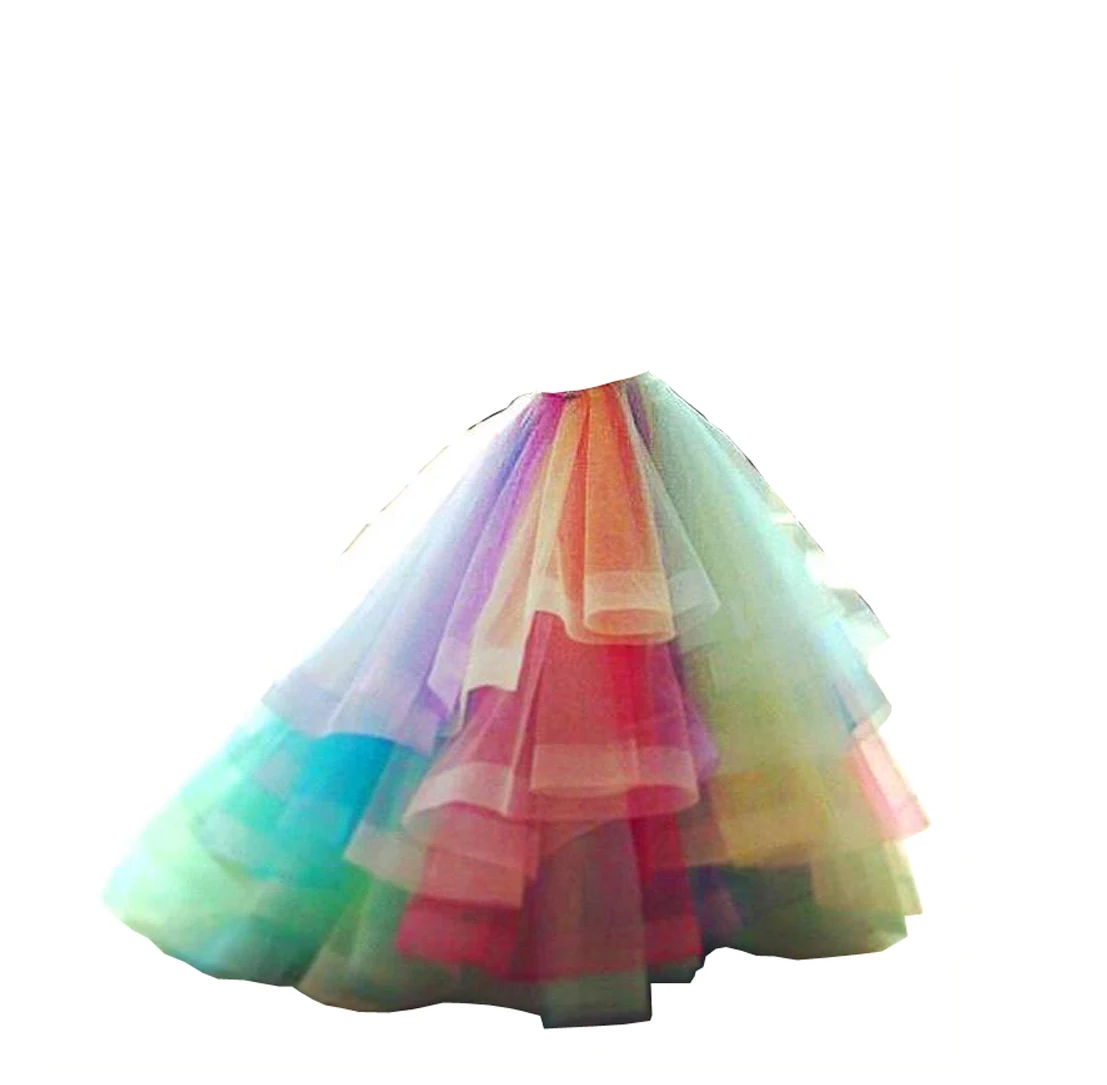 Robe de Soiree Rainbow Colorful Half Skirt for Prom Dresses 2022 Tiered Tulle Ball Gown Prom Party Dresses Vestidos De Formatura